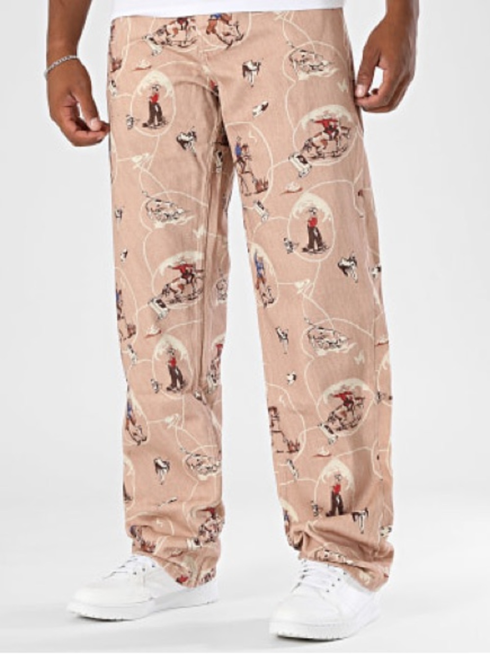 New GUESS Men's Beige Printed Lounge Pants - Casual Everyday Comfort